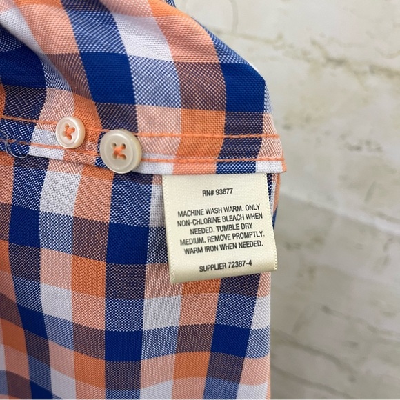 St John’s Bay Orange Check Button Short Sleeve Shirt - Picture 10 of 10